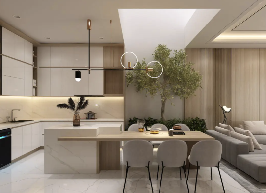 Thiết kế không gian mở liên thông Khách - Bếp