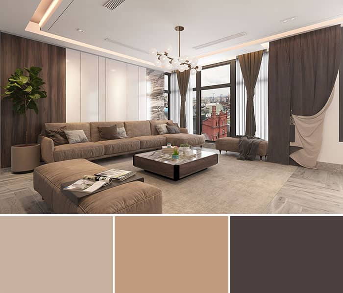 . Bảng màu chủ đạo: Tông màu trung tính và màu đất (Earth Tones)